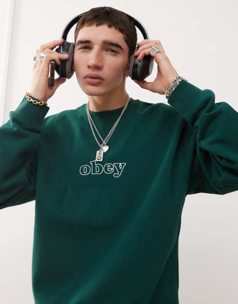 Obey - Biggs - Grøn sweatshirt med logo - view 1