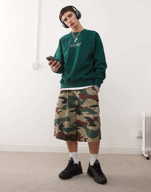 Obey biggs logo sweatshirt in green ASOS