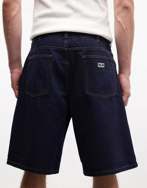 Obey - Bigwig - Baggy demim short in indigo met donkere wassing, 4 van 5
