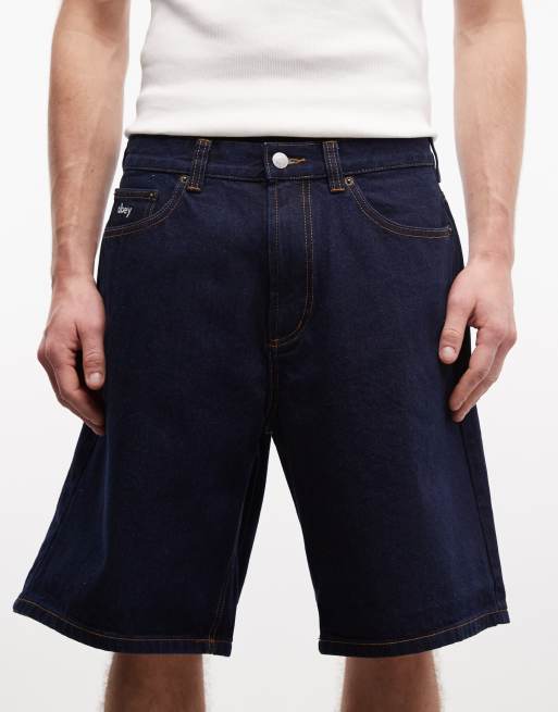 Obey - Bigwig - Baggy demim short in indigo met donkere wassing, 5 van 5