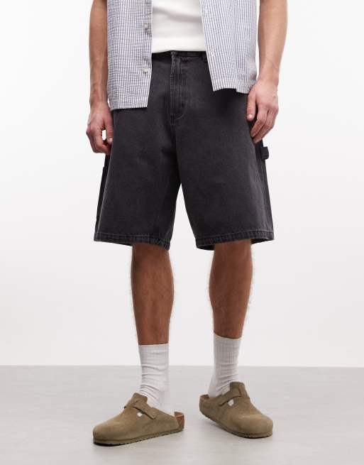 Obey bigwig baggy denim carpenter shorts in black, 2 of 5