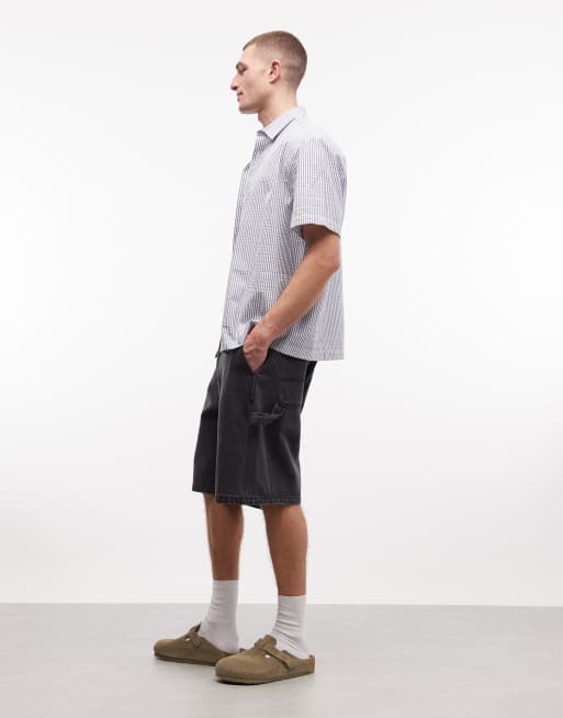 Obey bigwig baggy denim carpenter shorts in black, 3 of 5