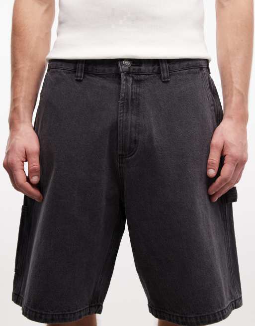 Obey bigwig baggy denim carpenter shorts in black, 4 of 5
