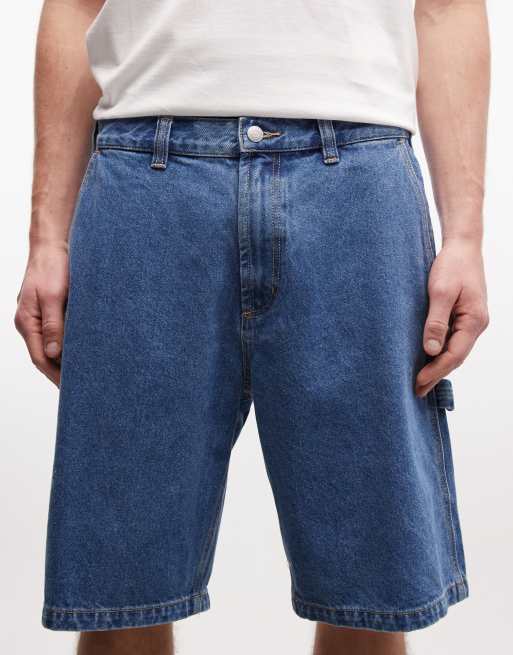 Obey bigwig baggy denim carpenter shorts in mid wash blue, 5 of 5