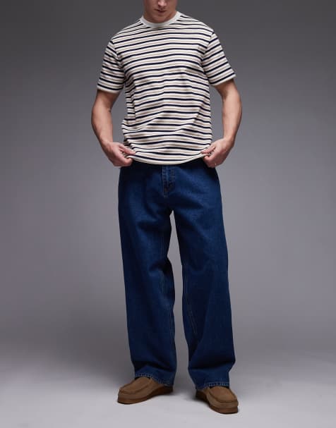 Obey - Bigwig - Baggy denim jeans in stone-wash blauw - view 1