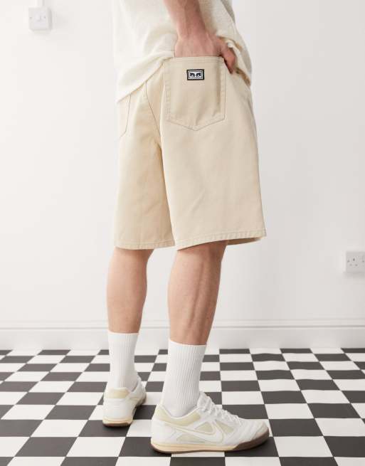 Obey bigwig baggy denim short in pelican faded wash, 2 of 5