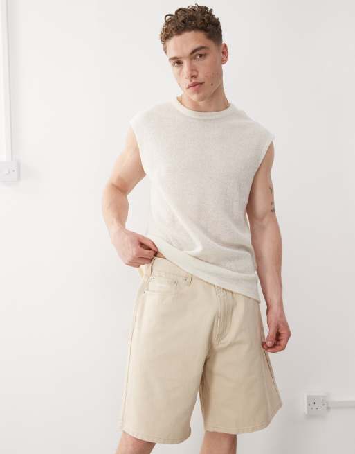 Obey bigwig baggy denim short in pelican faded wash, 4 of 5