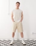 [Obey] Obey bigwig baggy denim shorts in pelican faded wash-Neutral W30 Beige wash