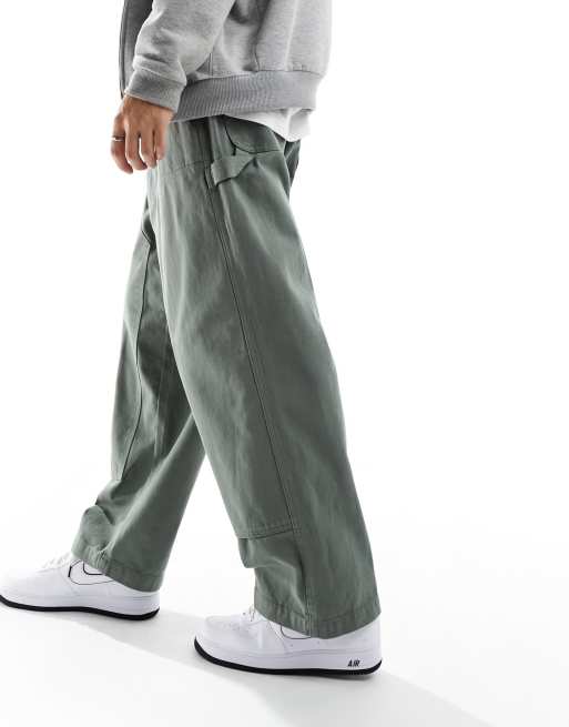 Obey bigwig baggy skate carpenter pants in green | ASOS