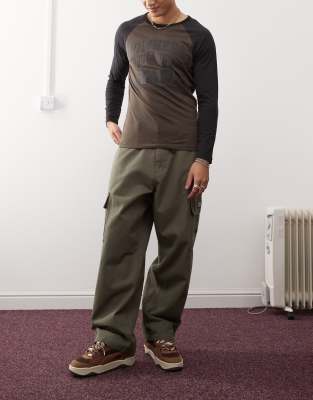 Obey Obey bigwig baggy twill cargo pants in green
