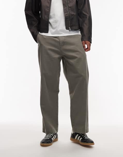 Obey bigwig giant straight leg pants in dark beige - view 1