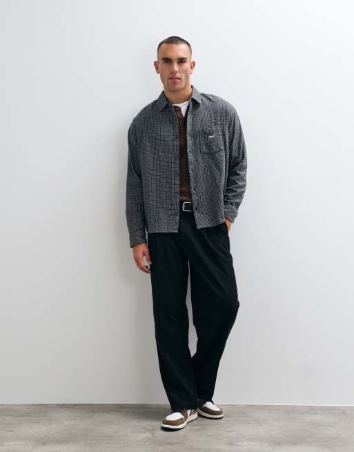 Obey Bigwig Jack checked long sleeve shirt in black multi, 4 of 5