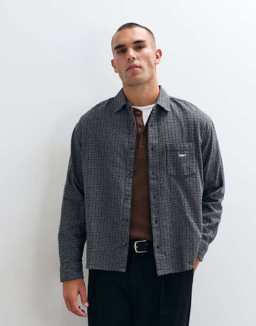 Obey Bigwig Jack checked long sleeve shirt in black multi, 5 of 5
