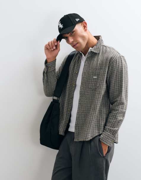 OBEY Bigwig jack checked long sleeve shirt in stone multi - view 1