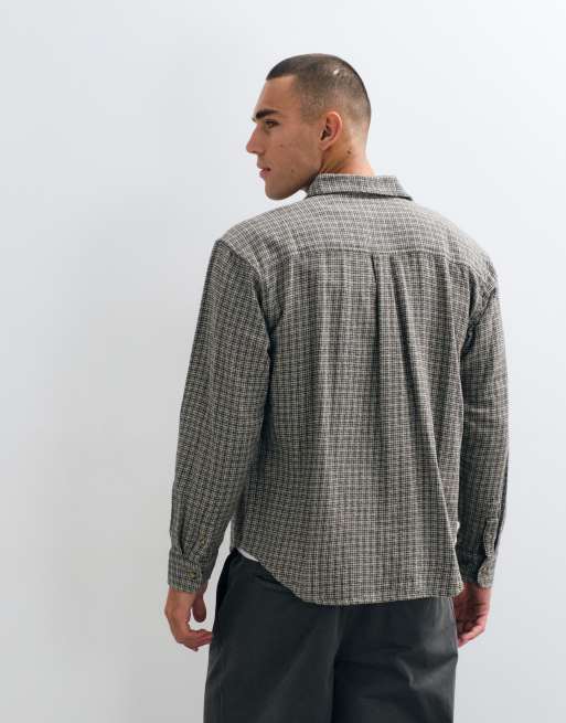 OBEY Bigwig jack checked long sleeve shirt in stone multi, 3 of 5