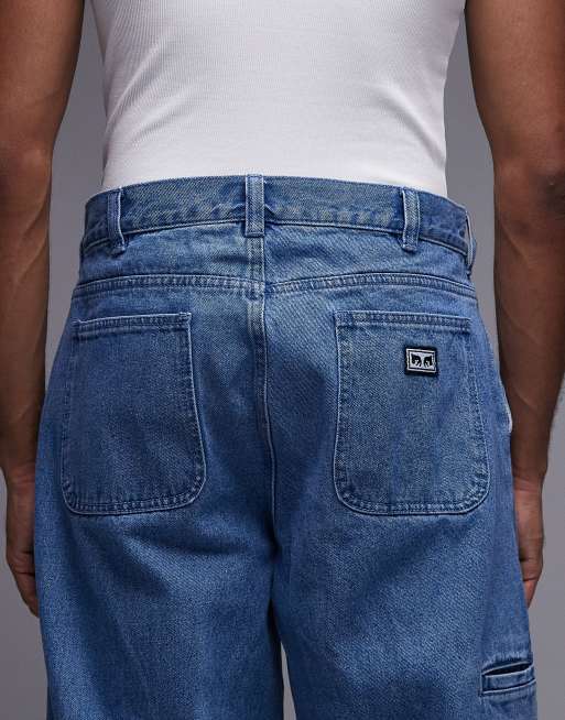 Obey - Bigwig - Jean à genoux renforcés - Bleu moyen délavé, 5 de 5