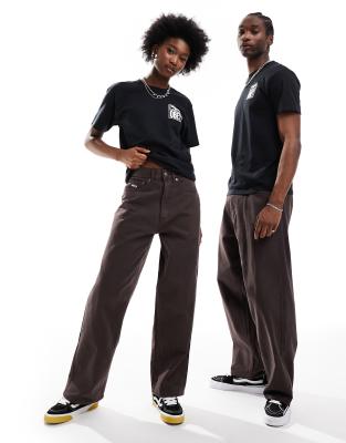 Obey bigwig baggy skate unisex jeans in brown - ASOS Price Checker