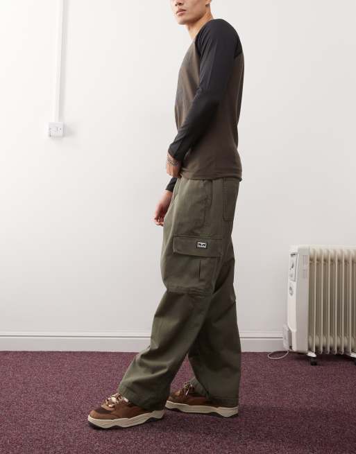 Obey Bigwig Pantalon cargo baggy en sergé Vert ASOS