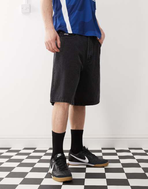 Obey - Bigwig - Posede denimshorts i falmet sort, 4 af 5