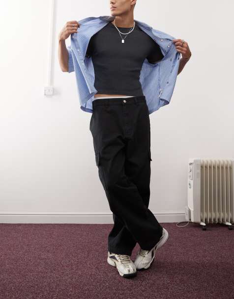 Obey – Bigwig – Svarta cargobyxor i twill med baggy-stil - view 1