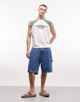 Bigwig - Weite Carpenter-Jeansshorts in mittelblauer Waschung Blau W36