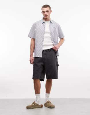 Bigwig - Weite Carpenter-Jeansshorts in Schwarz Schwarz W36