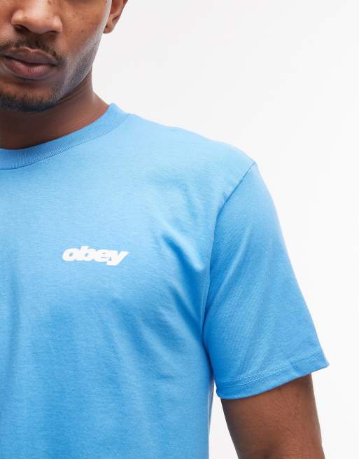 Obey - Blå T-shirt med grafisk terningeprint på ryggen, 5 af 5
