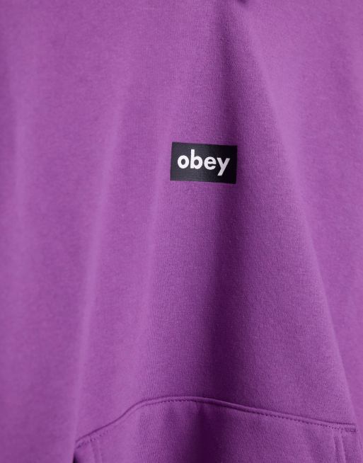 Obey black bar logo hoodie in purple | ASOS