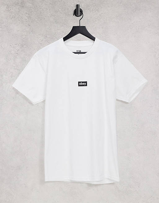 Obey black bar logo t-shirt in white