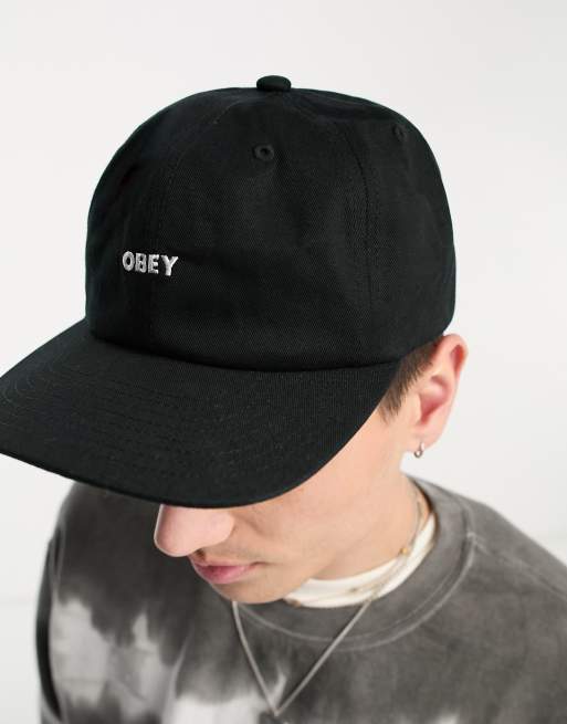 Obey Bold panel cap in black ASOS