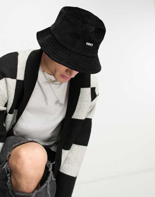 Obey Bold corduroy bucket hat in black, 2 of 4