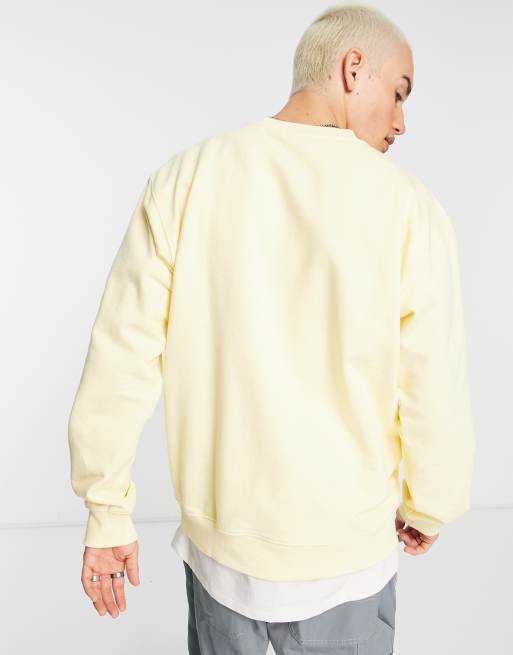 Obey bold crew sweatshirt in light yellow ASOS