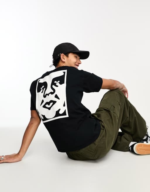 Obey - Bold Icon - T-shirt van zware stof met print op de rug in zwart