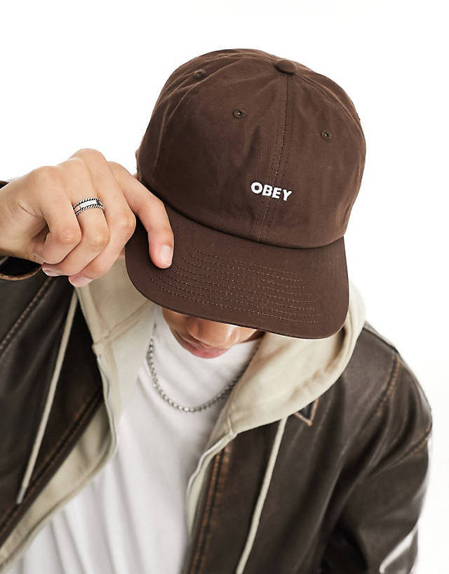 Obey - bold logo 6 panel cap in brown