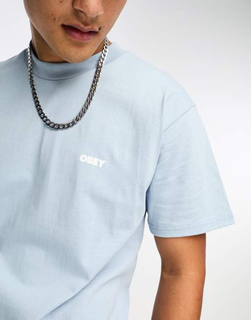 Obey bold logo backprint t-shirt in blue | ASOS