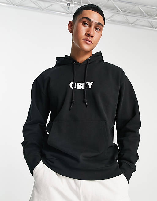 Obey bold logo hoodie in black | ASOS