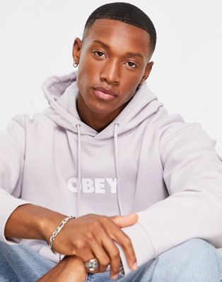 Obey bold logo hoodie in grey