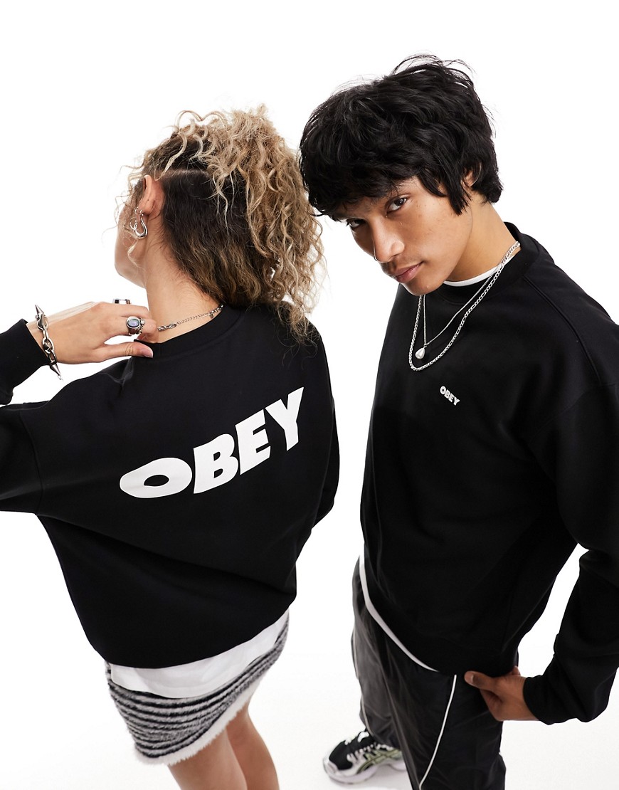 Obey bold logo unisex sweatshirt in black