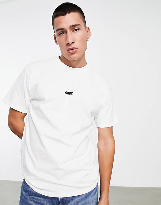 Obey bold mini logo t-shirt in white