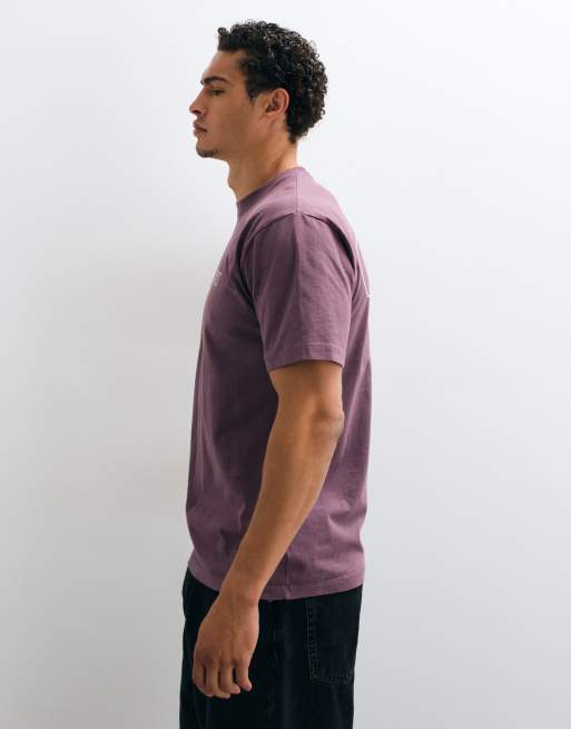 Obey bold outline logo back graphic t-shirt in plum purple, 4 of 10