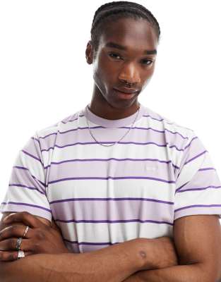 Obey Obey bold stripe t-shirt in lilac-Purple