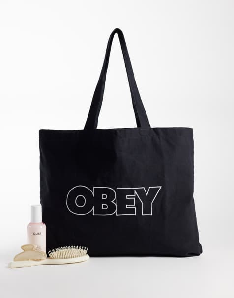 OBEY - bolso tote de lona negro con logo en contorno - view 1