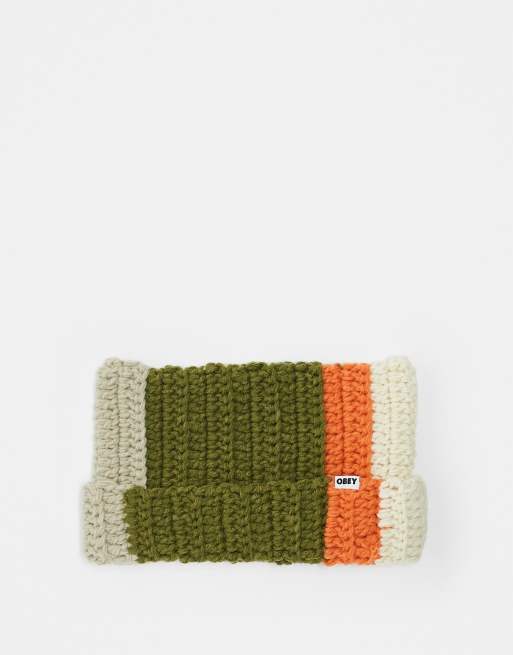 Obey - Bonnet crocheté à détail oreilles de chat - Multicolore