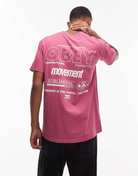 Obey persistent movement t-shirt in burgundy