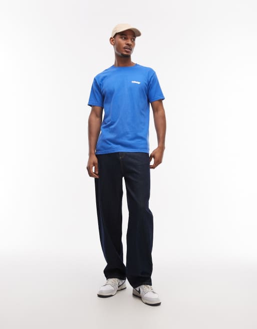 Obey – Bounce – T-Shirt in Blau mit Logo und Rückenprint, 2 von 5