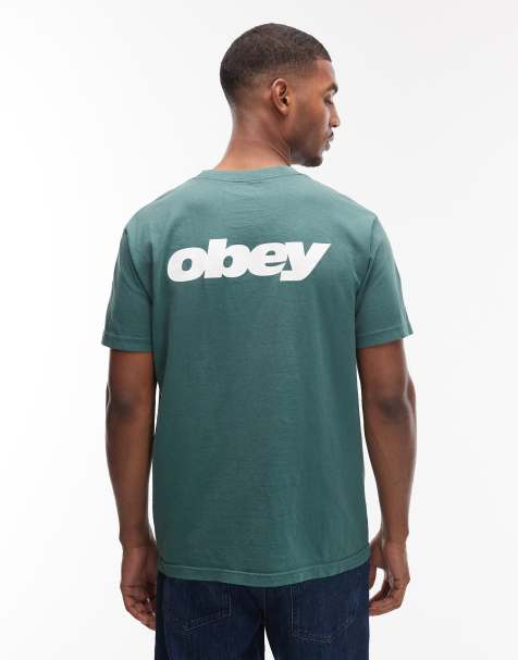 Obey bounce t-shirt in dark green - view 1