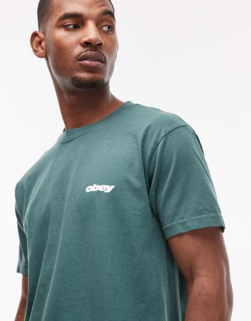 Obey bounce t-shirt in dark green, 5 of 5
