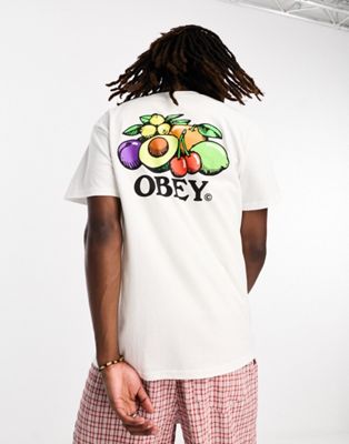 Obey bowl of fruit backprint t-shirt in white