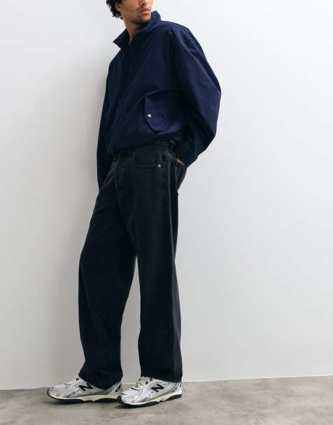 OBEY boxcar jeans i lige pasform i falmet sort denim - view 1