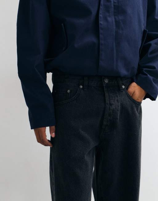 Obey boxcar straight fit denim jeans in faded black, 5 of 5